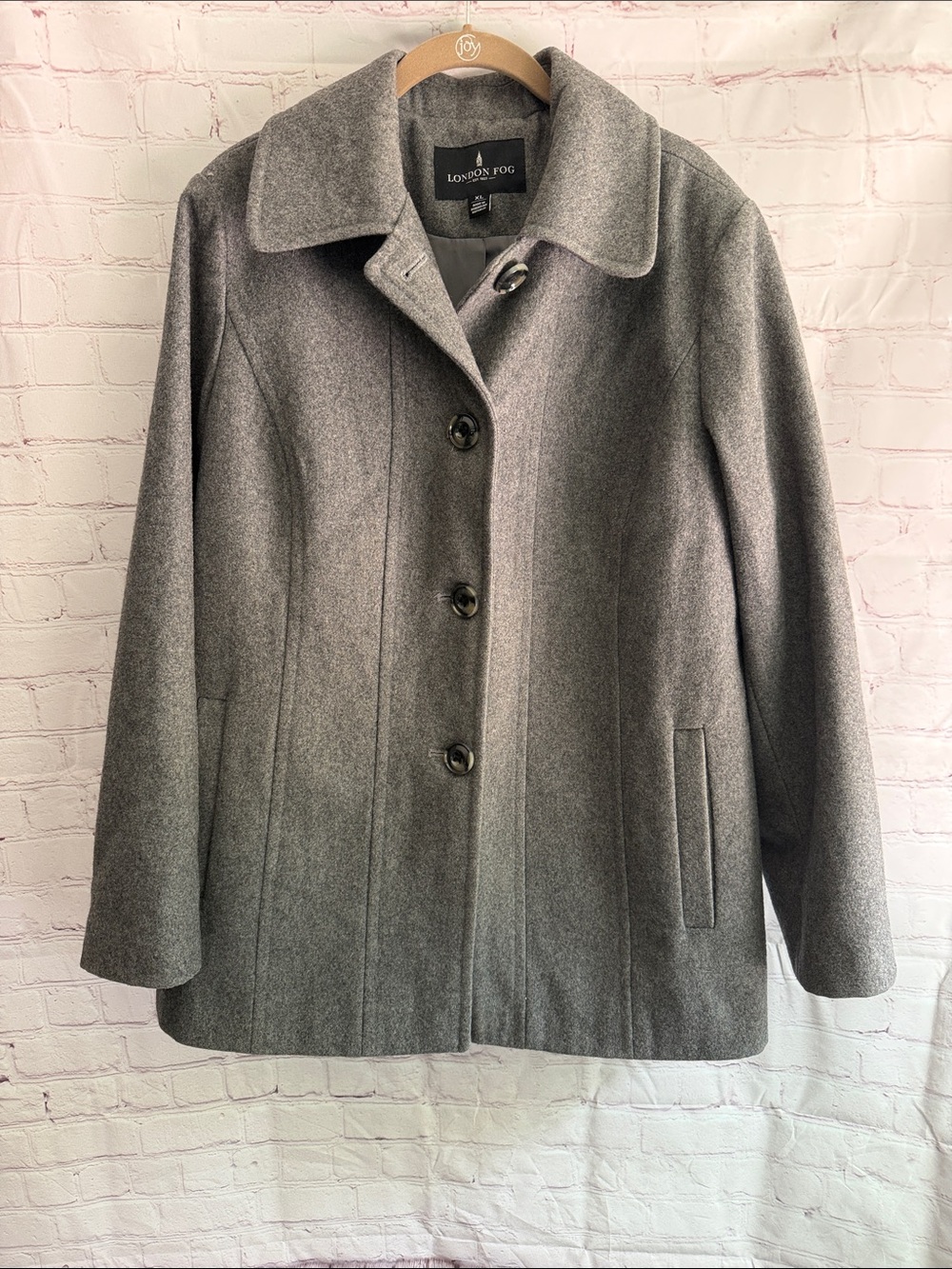 London Fog Women's Gray Wool-Blend Pea Coat Size XL